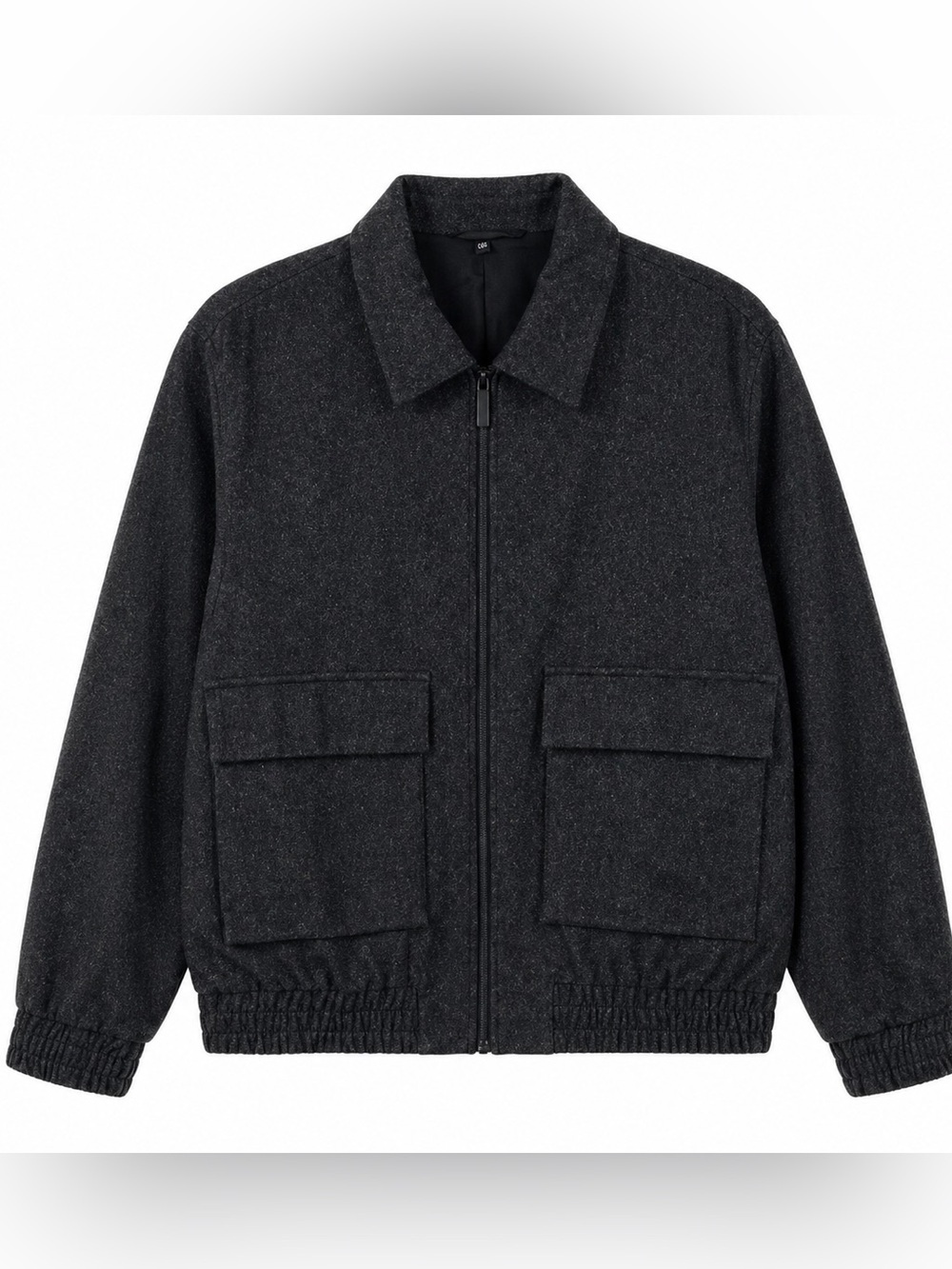 COS Men’s Dark Grey,Speckled Wool-Felt,Zip Up Front Jacket. Size-44R